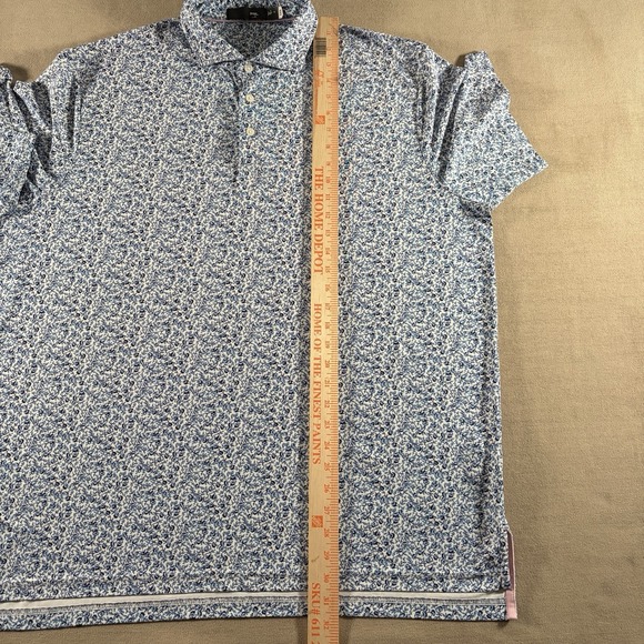 RLX Ralph Lauren Shirt Mens XL White Blue Floral Print Golf Performance Polo - Picture 8 of 8